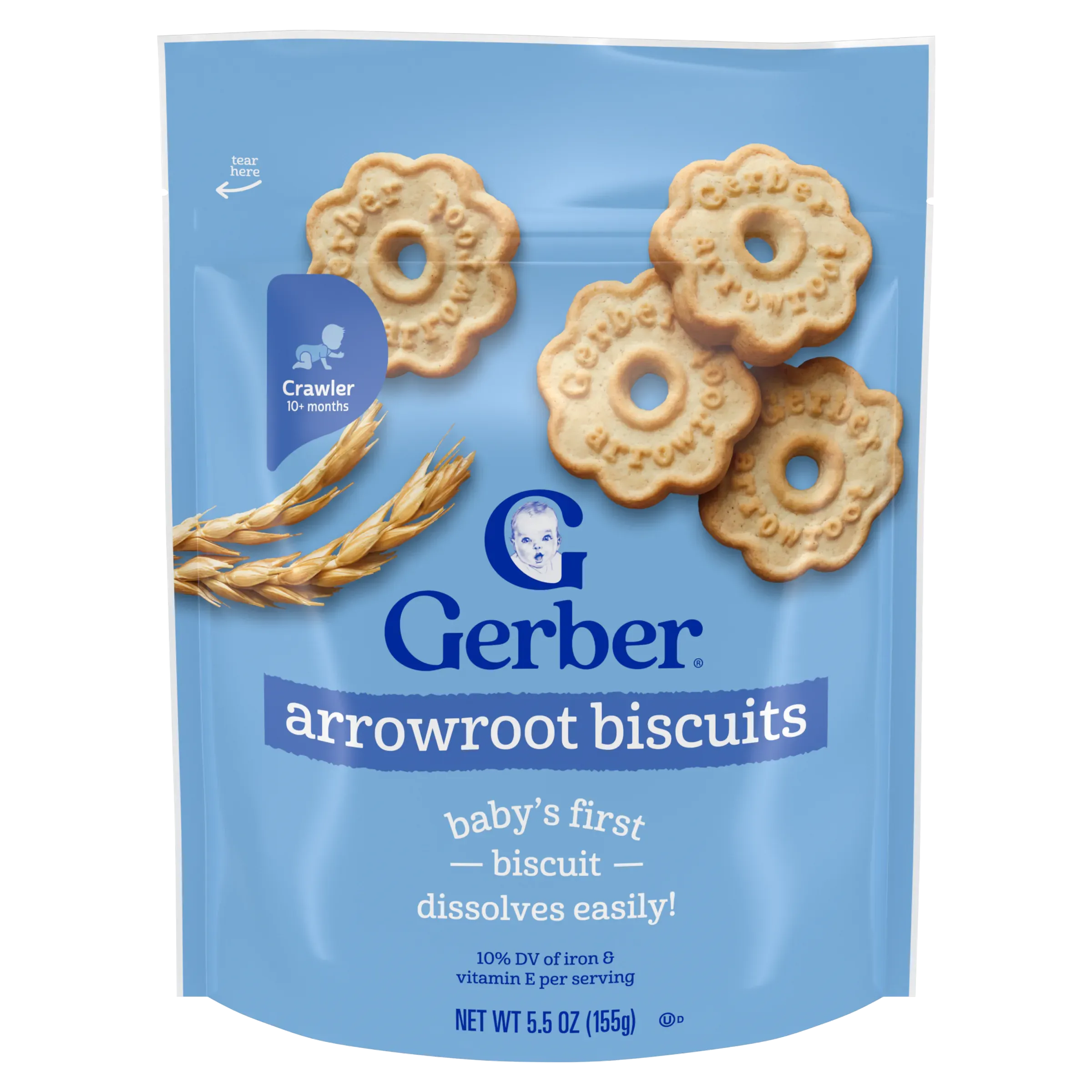 Gerber, Arrowroot Biscuits, 10+ Months, 5.5 Oz (155 G)