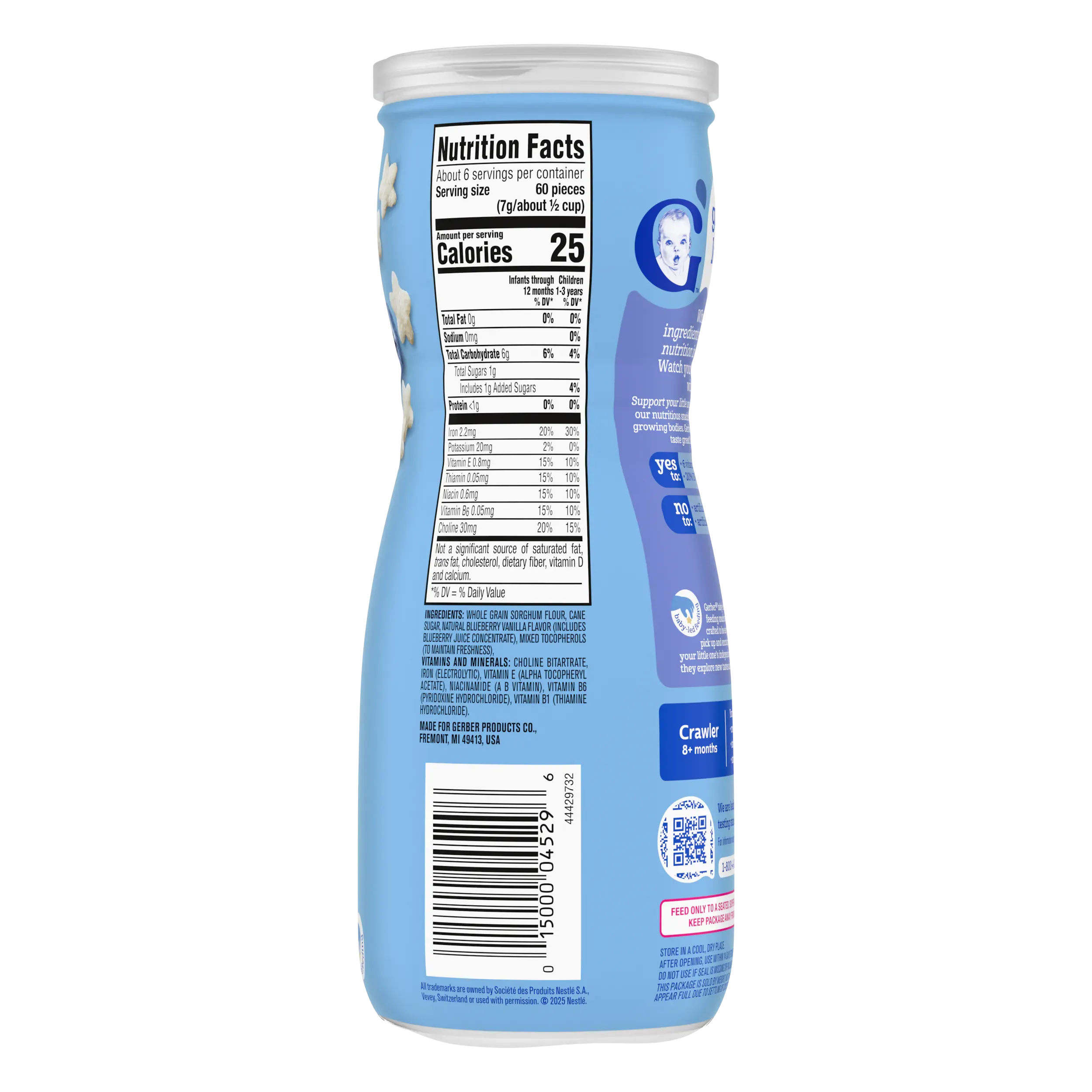 Gerber Puffs Blueberry Snack 42g | Nutritional Image