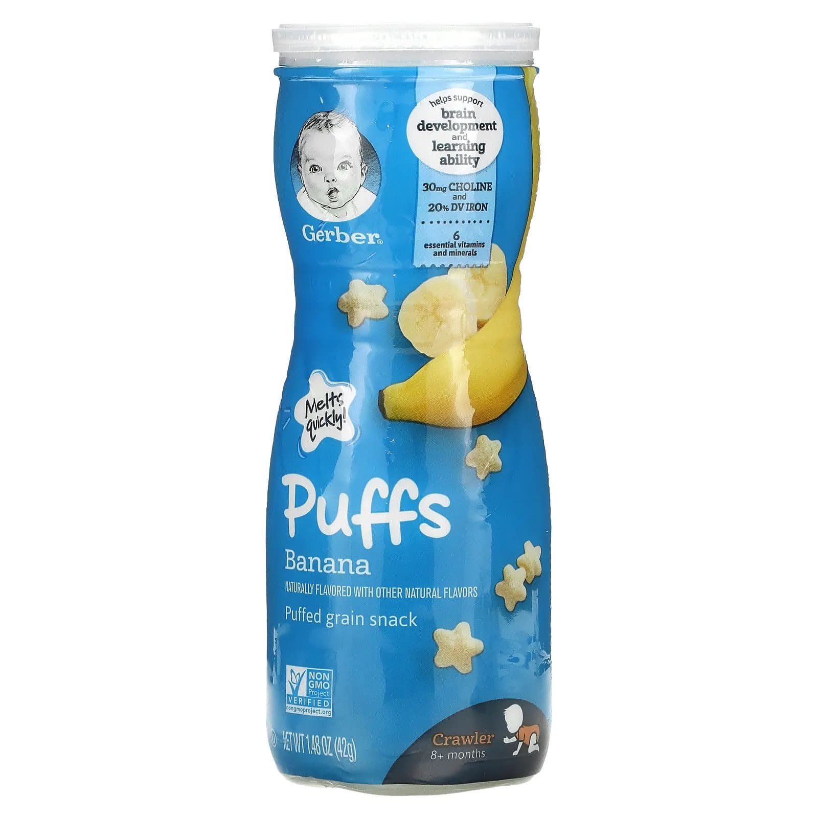 Gerber Grain & Grow Puffs Banana 42g, 8+ months