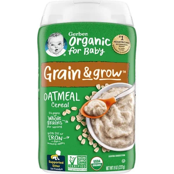 GERBER ORGANIC SINGLE GRAIN OATMEAL BABY CEREAL 227G