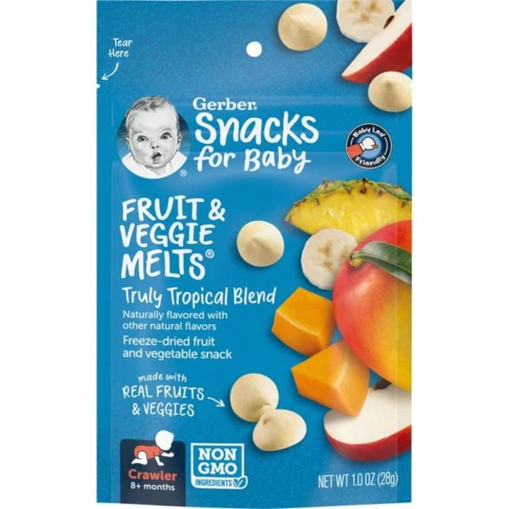 Gerber Snacks For Baby, Fruit &Amp; Veggie Melts For Crawler - Truly Tropical Blend