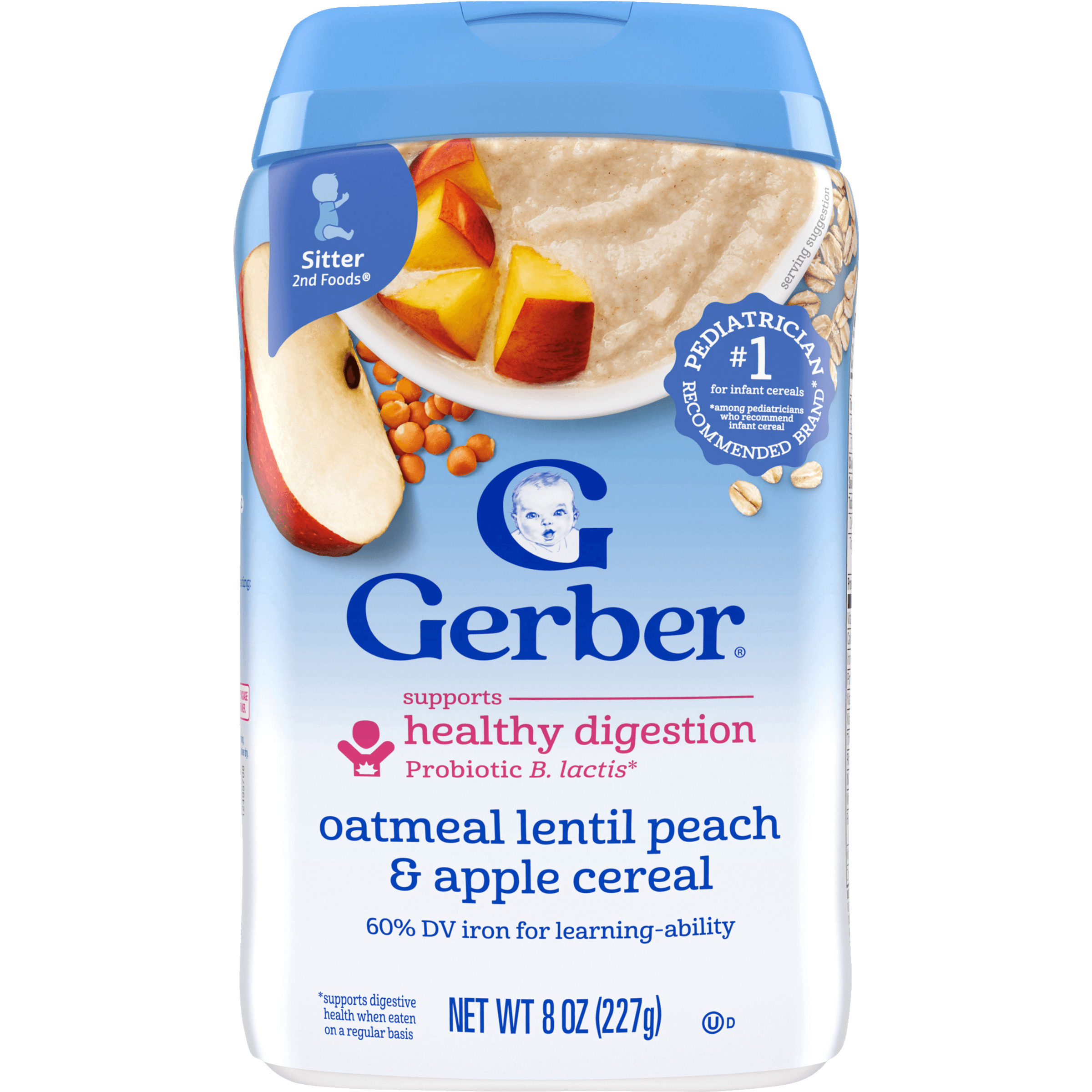 Gerber Probiotic Oatmeal Lentil Peach Apples 227g