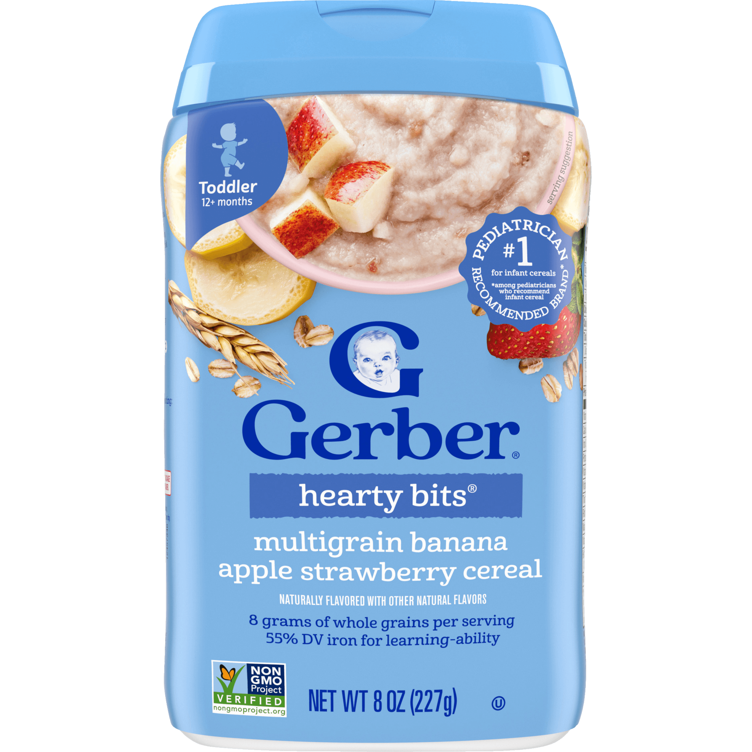 GERBER HEARTY BITS MULTIGRAIN BANANA APPLE STRAWBERRY BABY CEREAL 227G