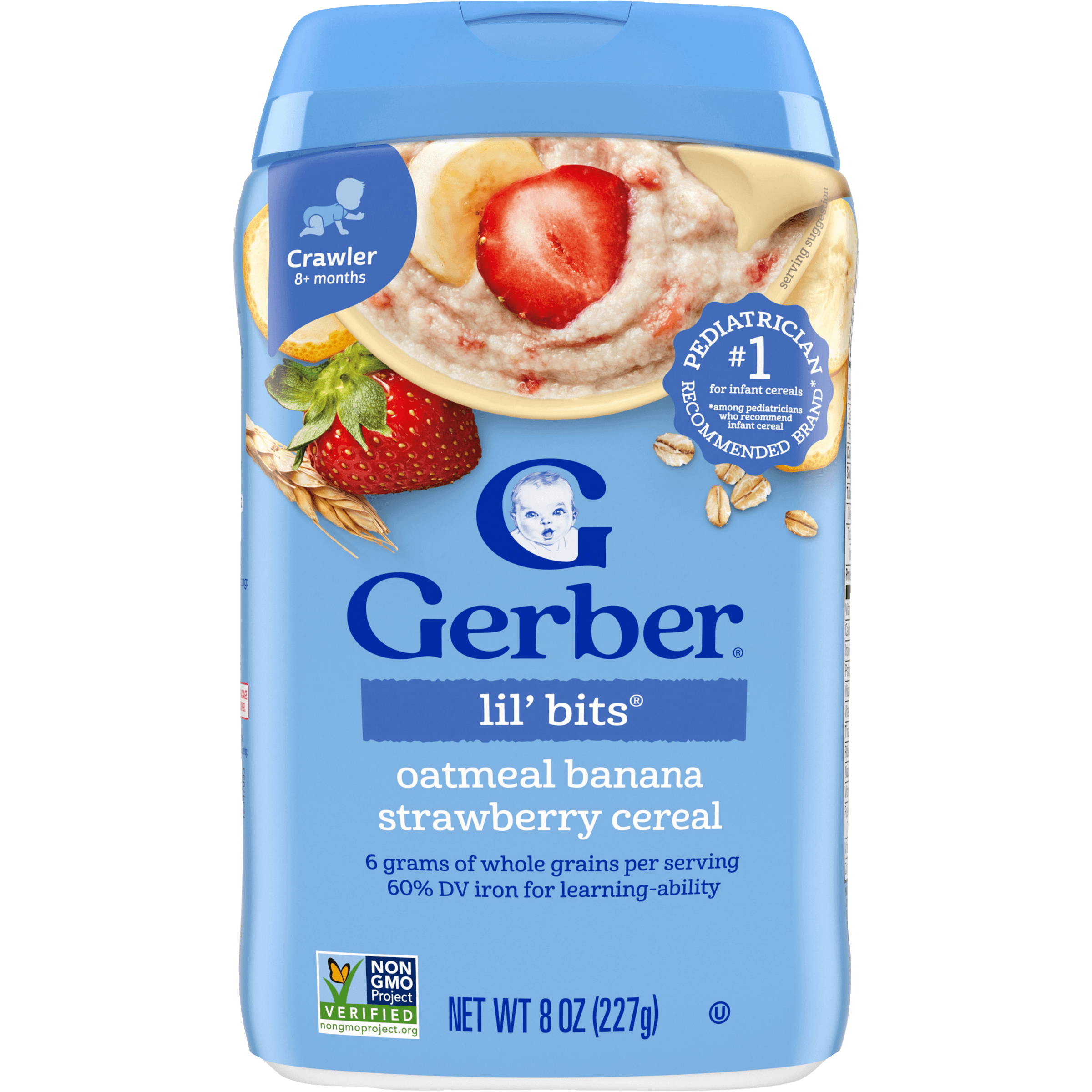 GERBER LIL' BITS OATMEAL BANANA STRAWBERRY BABY CEREAL 227G