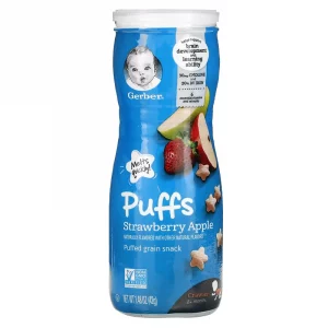 Gerber, Puffs, Puffed Grain Snack, 8+ Months, Strawberry Apple, 1.48 oz (42 g)