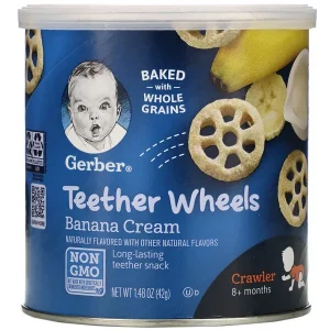 Gerber, Teether Wheels, 8+ Months, Banana Cream, 1.48 oz (42 g)