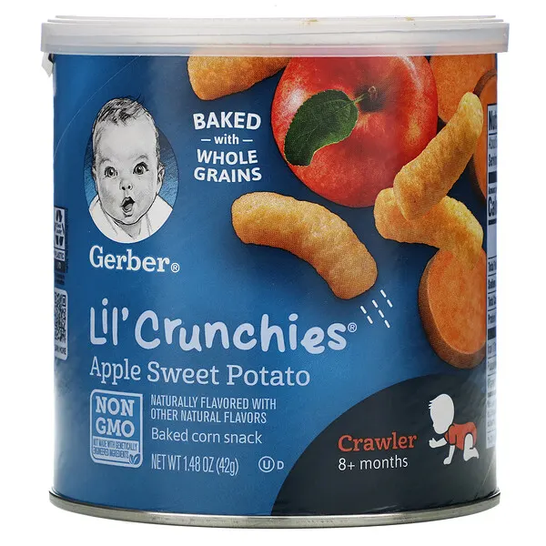 Gerber, Lil' Crunchies, Baked Corn Snack, 8+ Months, Apple Sweet Potato, 1.48 oz (42 g)