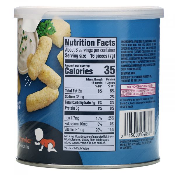 Gerber, Lil' Crunchies, Baked Corn Snack, 8+ Months, Ranch, 1.48 oz (42 g) - Back
