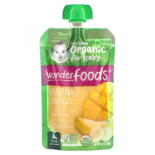 Gerber, Organic for Baby, Wonder Foods, 2nd Foods, Banana Mango, 3.5 oz (99 g)