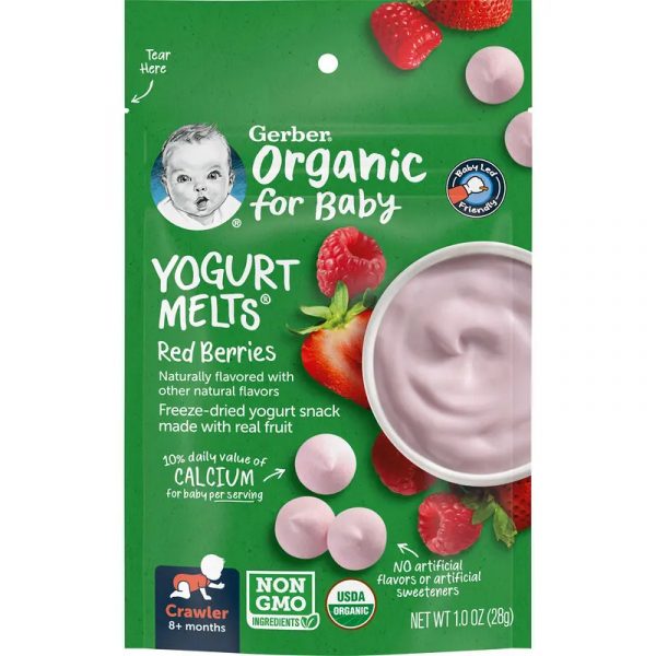 Gerber Organic for Baby Yogurt Melts Red Berries, 8+ Months,1 oz (28 g)