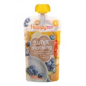 Happy Family Organics, Happy Tot, Super Morning, Stage 4, Organic Bananas, Blueberries, Yogurt & Oats + Super Chia, 4 oz (113 g)