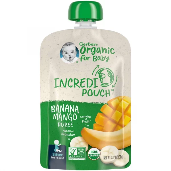 Gerber Organic for Baby 2nd Foods Banana Mango Puree 3.17 oz 90 g