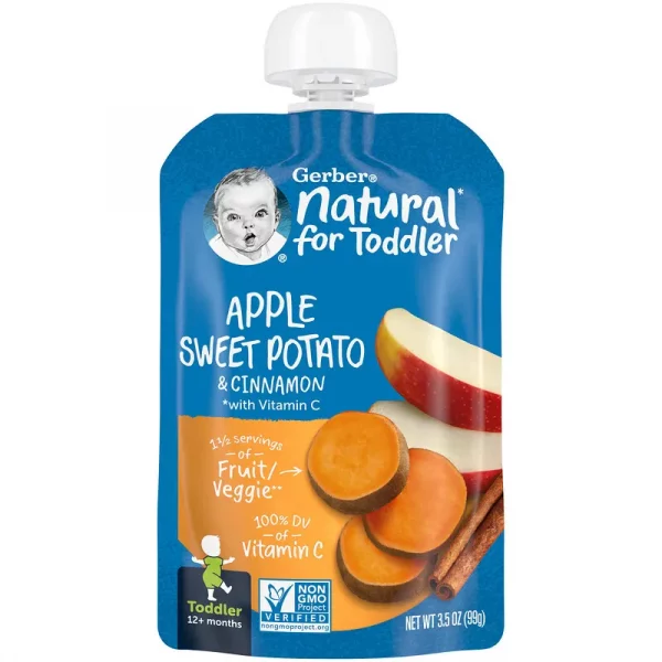 Gerber, Natural for Toddler, 12+ Months, Apple Sweet Potato & Cinnamon, 3.5 oz (99 g)