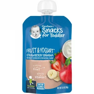 Gerber, Snacks for Toddler, 12+ Months, Fruit & Yogurt, Strawberry Banana, 3.5 oz (99 g)