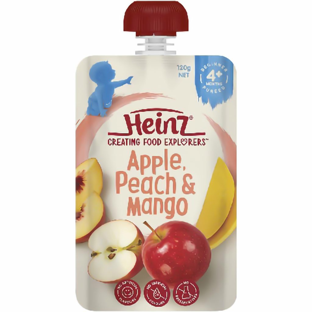 Heinz Apple, Peach & Mango Baby Food Pouch 4+ Months 120g